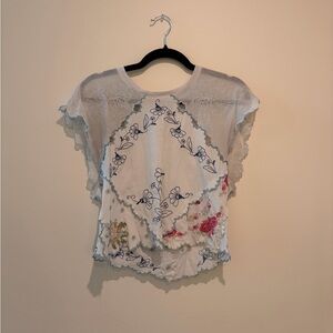 Anthropologie Floral Embroidered Shirt